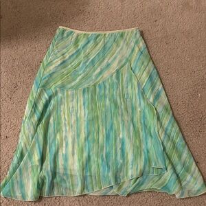 Wrapper Asymmetrical Skirt in Aqua and Lime